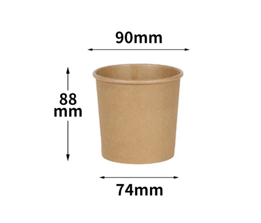 Natural Bagasse Paper Pulp Soup Box 12oz 90mm 500Sets