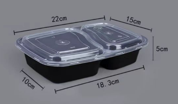 Bento schwarz 2 Fach 850ml 150 Stk.
