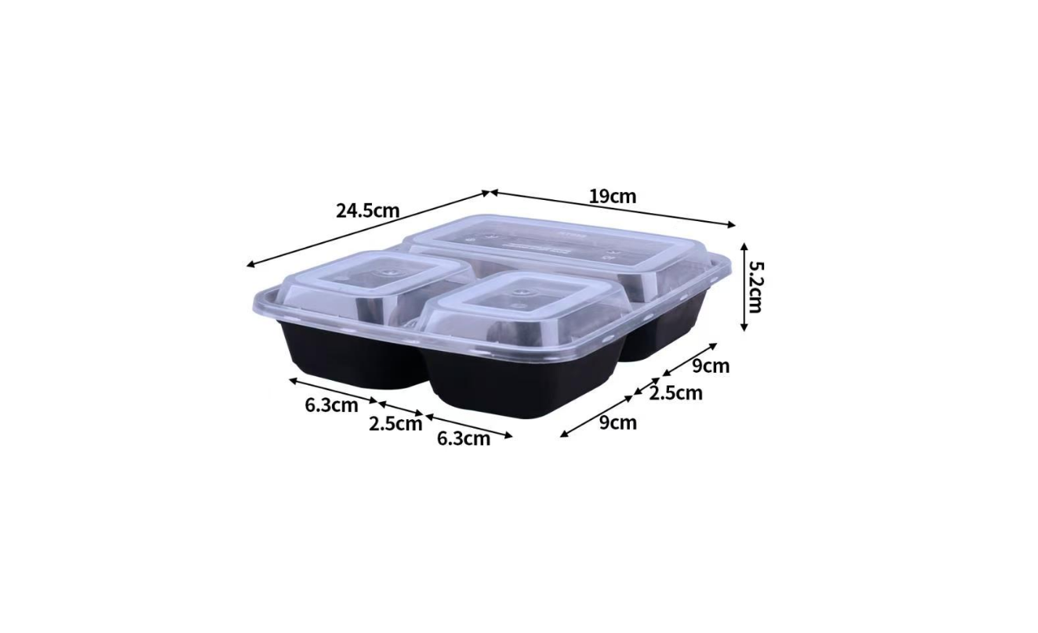 Bento schwarz 3 Fach 150 Stk.