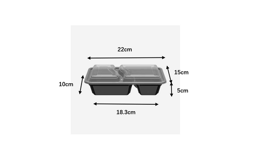 Bento schwarz 2 Fach 850ml 150 Stk.