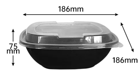 Plastic box with rounded corners 186*186*75 49 Sets